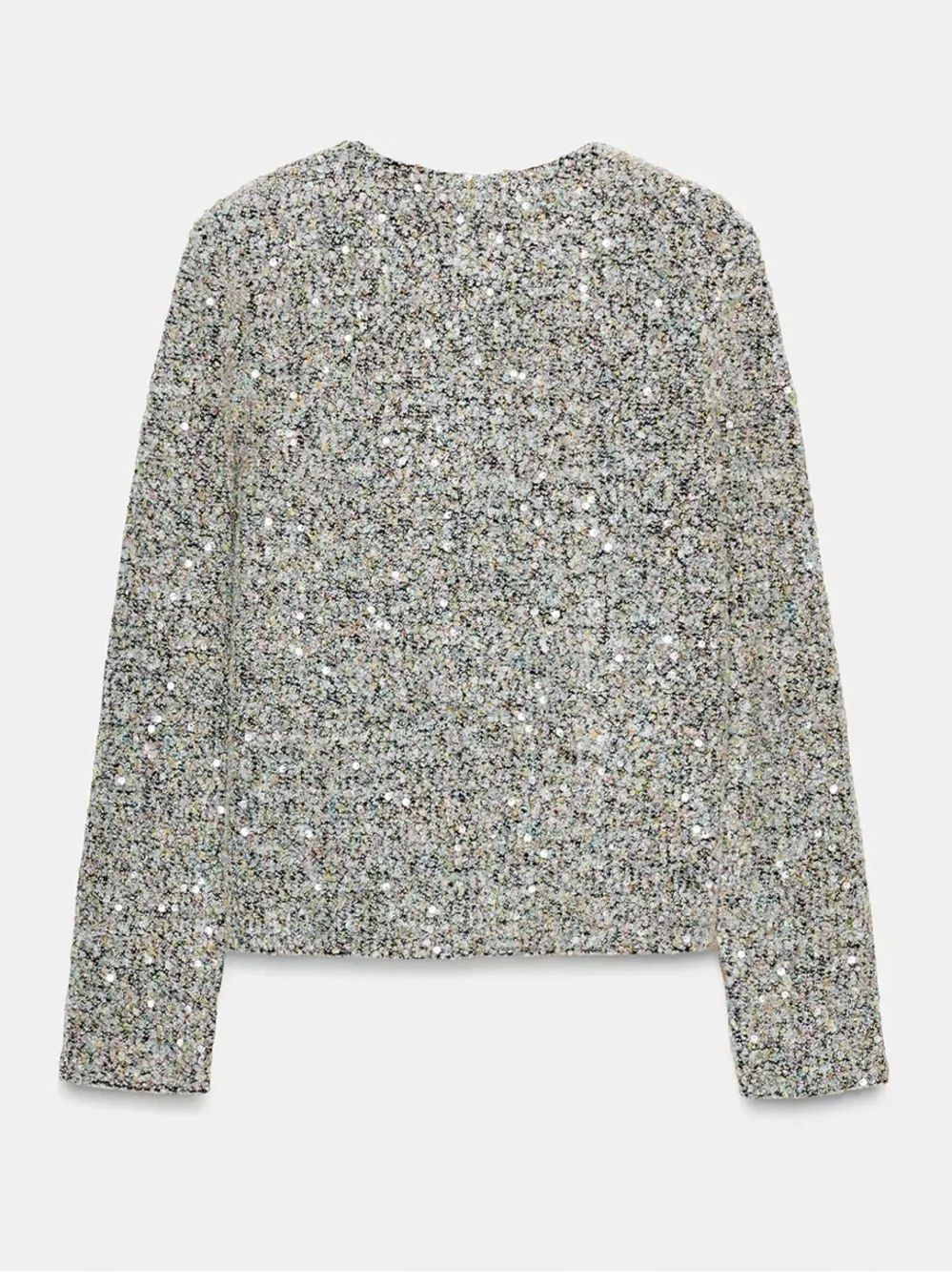 Zara Tweed Metallic Silver-Blend Sweater and Skirt Set